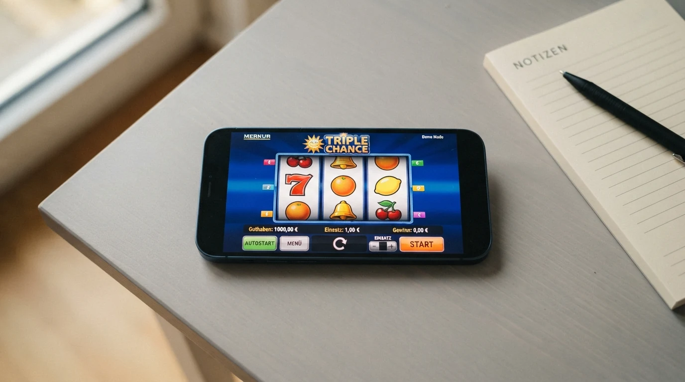 Demo-Modus eines Merkur Spielautomaten mit virtuellem Spielguthaben, ohne Echtgeld-Anzeige und ohne Login-Fenster