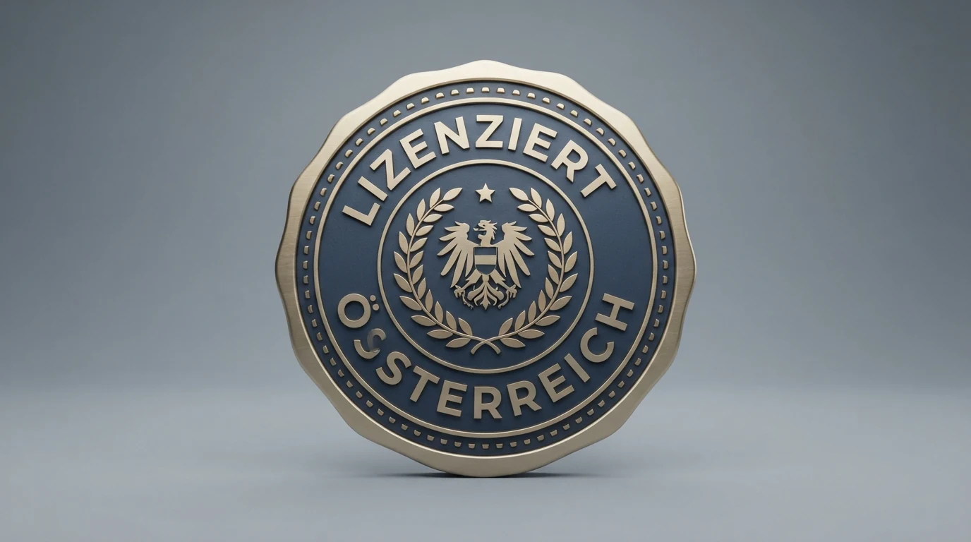 Österreichische Flagge und EU-Sterne vor einem Gesetzestext mit dem Titel „Glücksspielgesetz“