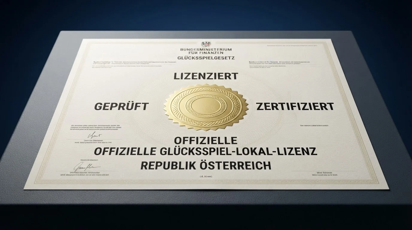 Nahaufnahme eines offiziellen Dokuments mit österreichischem Bundesadler und dem Titel „Glücksspielgesetz — GSpG“ sowie dem BMF-Schriftzug