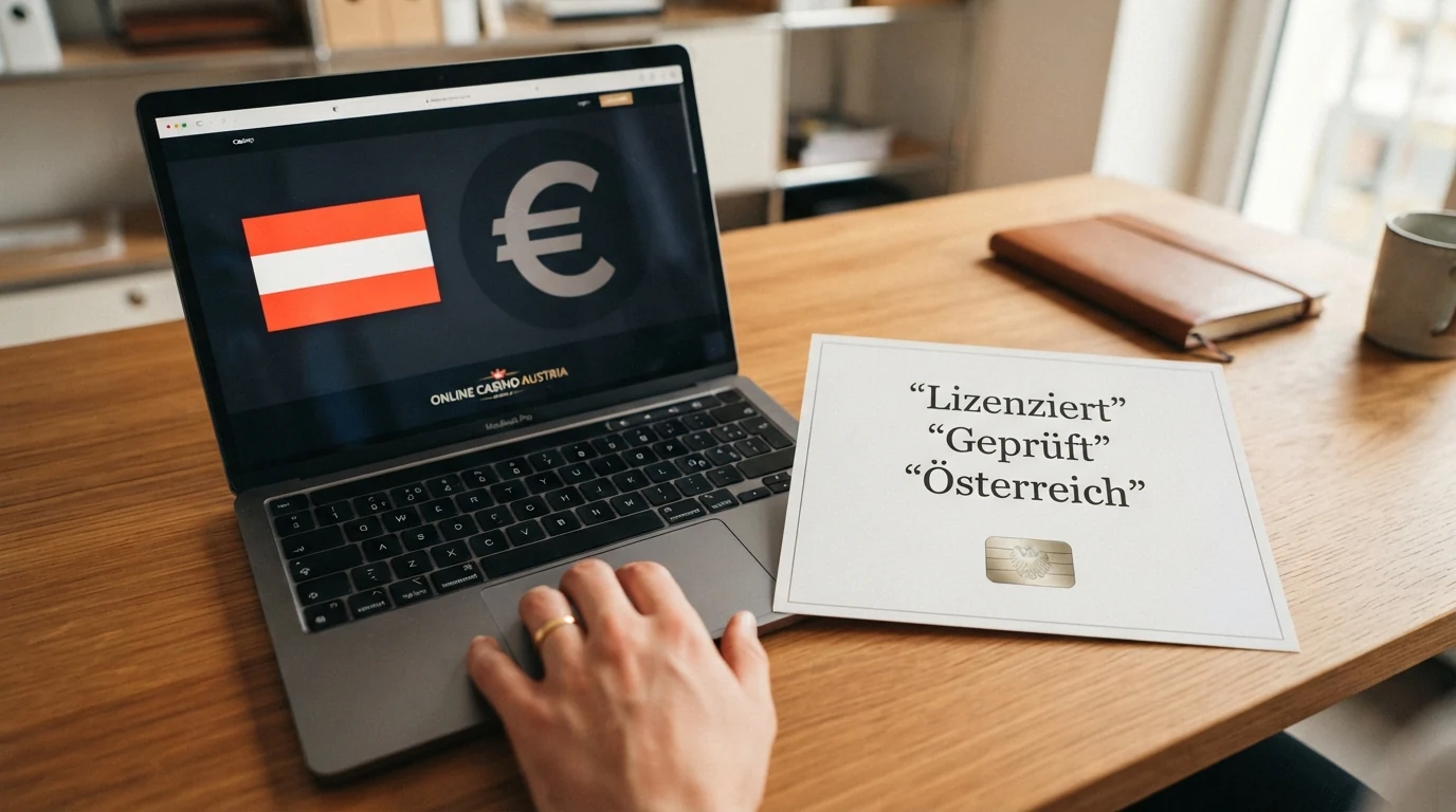 Eine Illustration des EU-Sternenbanners neben der österreichischen Flagge als Symbol für den glücksspielrechtlichen Sonderweg Österreichs