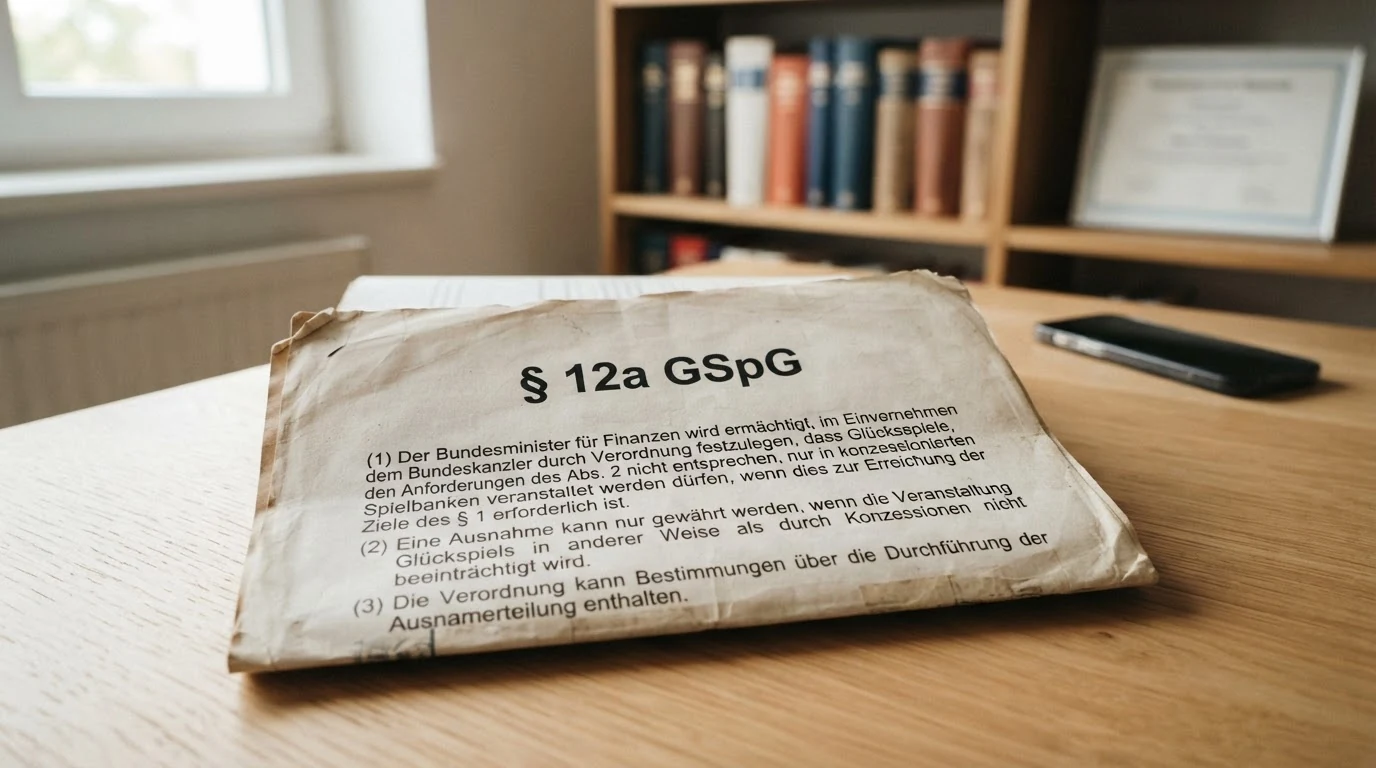 Amtliches Dokument mit Paragrafen-Überschrift und Textauszug aus dem österreichischen Glücksspielgesetz (GSpG)