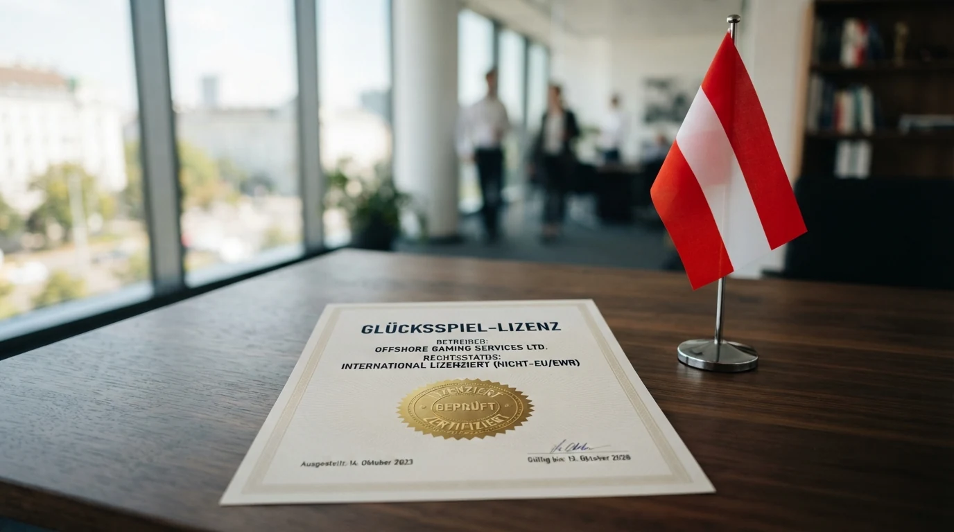 Ein offizielles Dokument mit Curaçao-Siegel und eine Österreich-Flagge im Kontrast