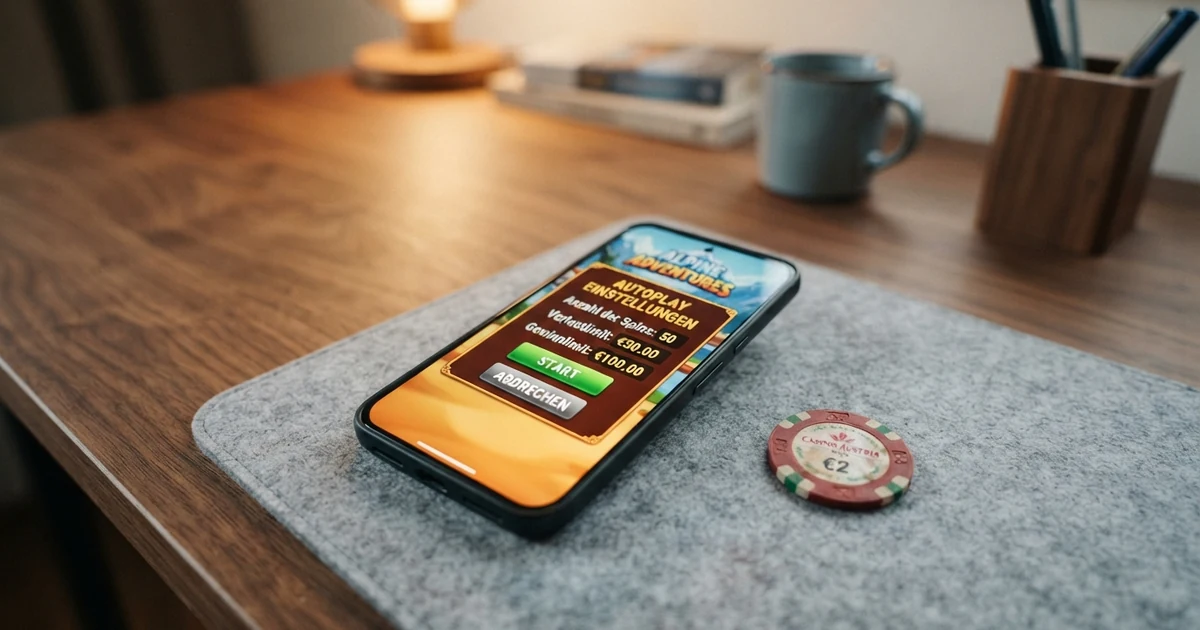 Eine Nahaufnahme des Autoplay-Einstellungsmenüs eines Online-Slots mit sichtbaren Optionen für Spin-Anzahl, Verlustlimit und Gewinnlimit