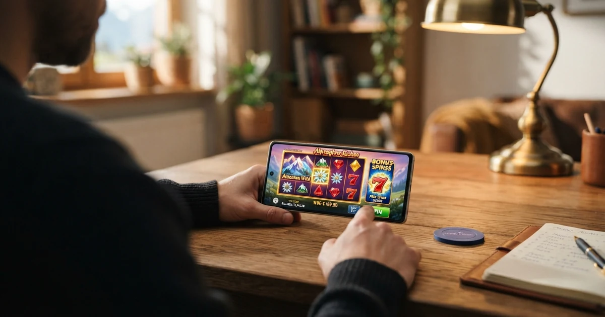 Nahaufnahme eines Online-Slot-Spiels mit sichtbaren Walzen, farbigen Gewinnsymbolen und der eingeblendeten Auszahlungstabelle