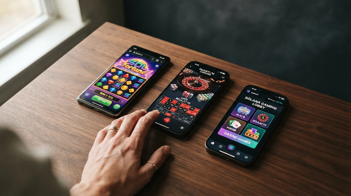 Drei Bildschirmausschnitte nebeneinander: ein bunter Slot mit Freispiel-Animation, ein Live-Dealer-Roulette-Tisch und eine Spielautomaten-Lobby mit Provider-Filtern