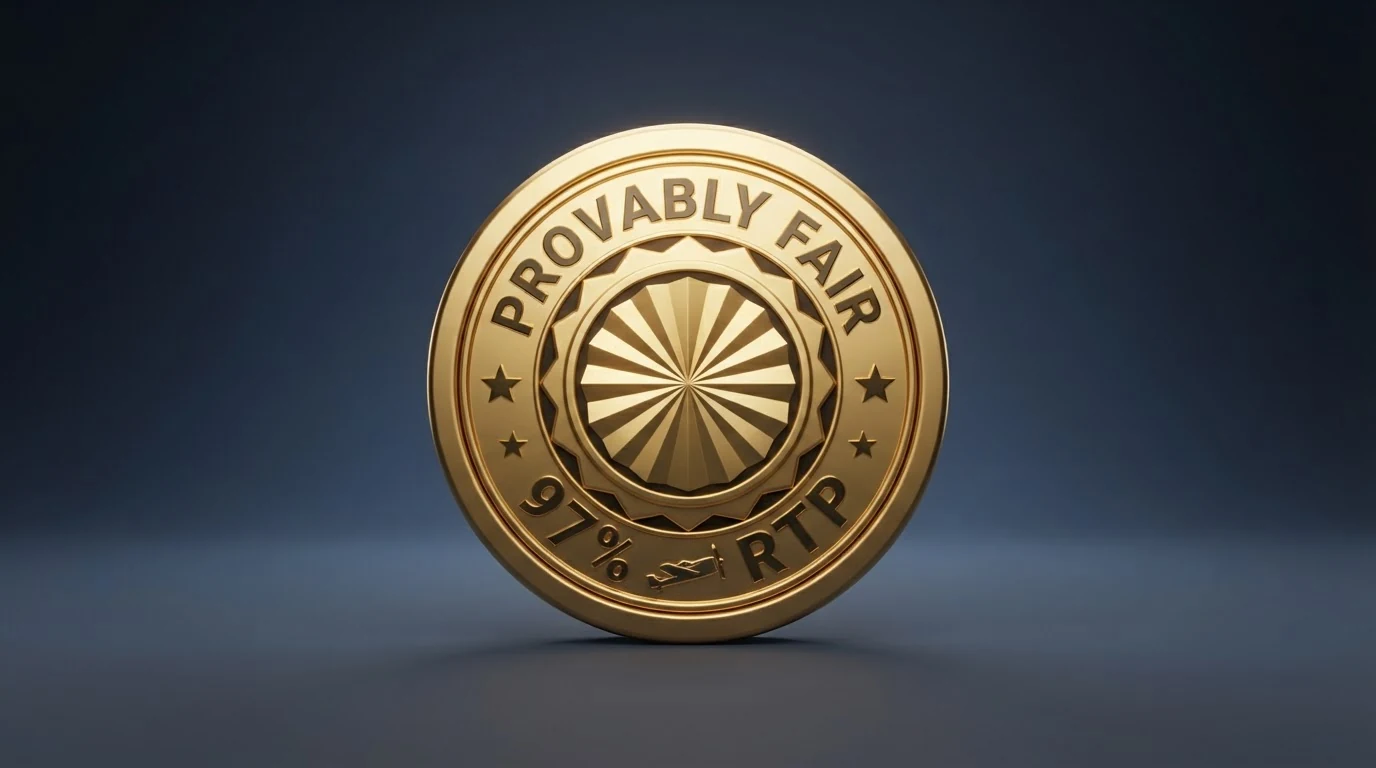 Das Provably-Fair-Siegel und die 97-%-RTP-Anzeige im Aviator-Interface
